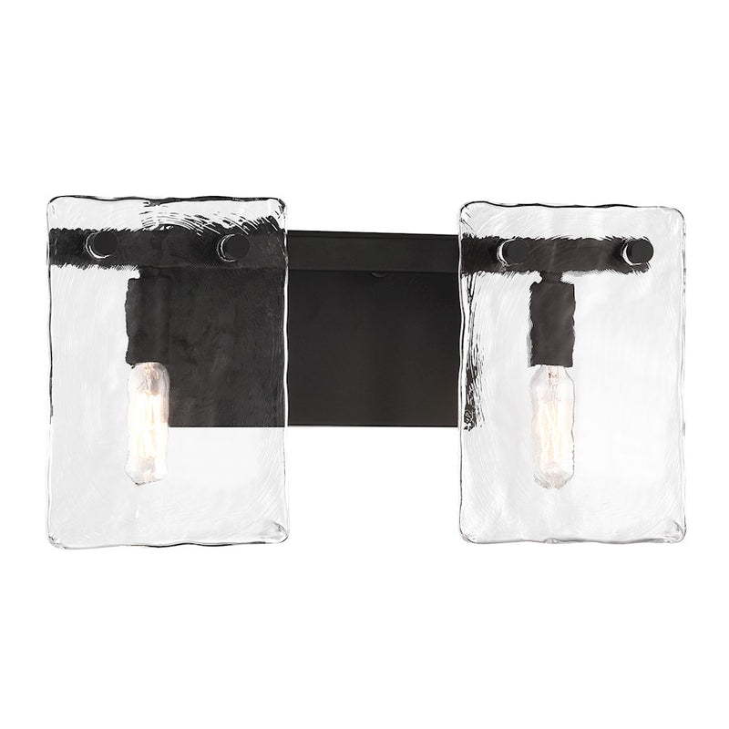 Savoy House Genry 2 Light Bath, Matte Black/Handmade Water