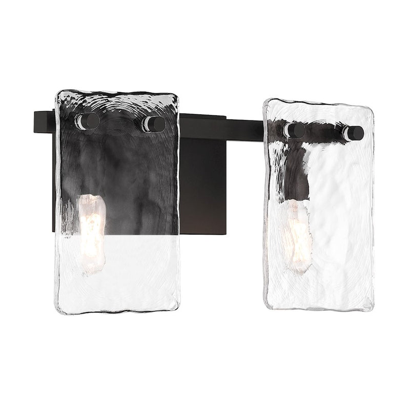 Savoy House Genry 2 Light Bath, Matte Black/Handmade Water