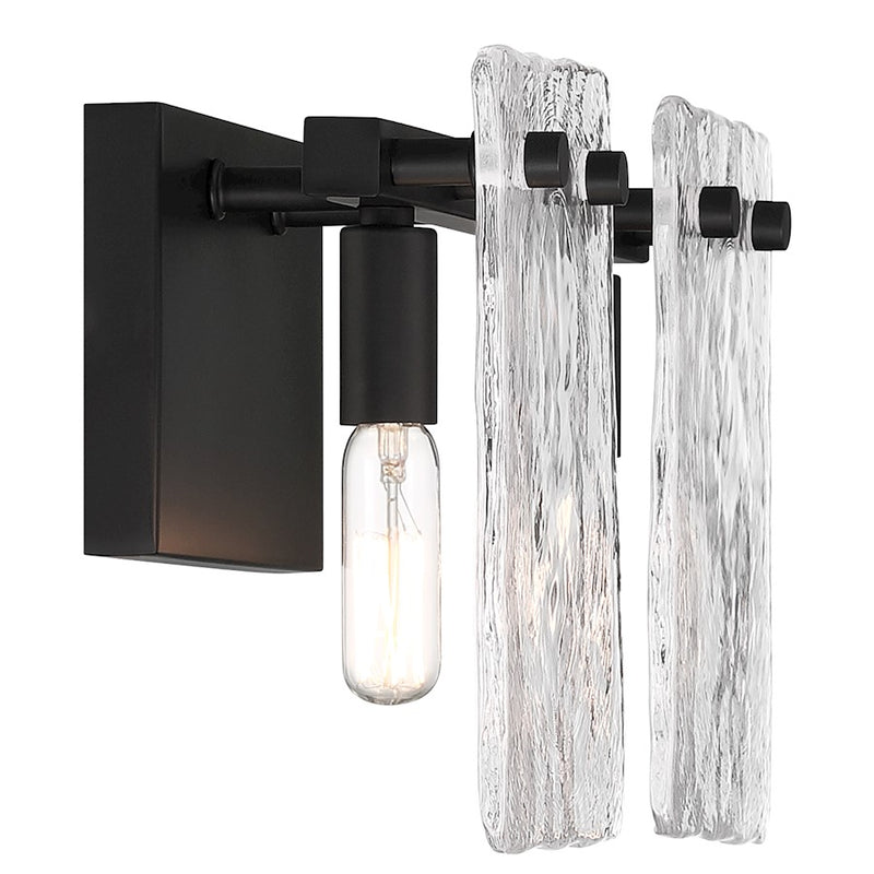 Savoy House Genry 2 Light Bath, Matte Black/Handmade Water