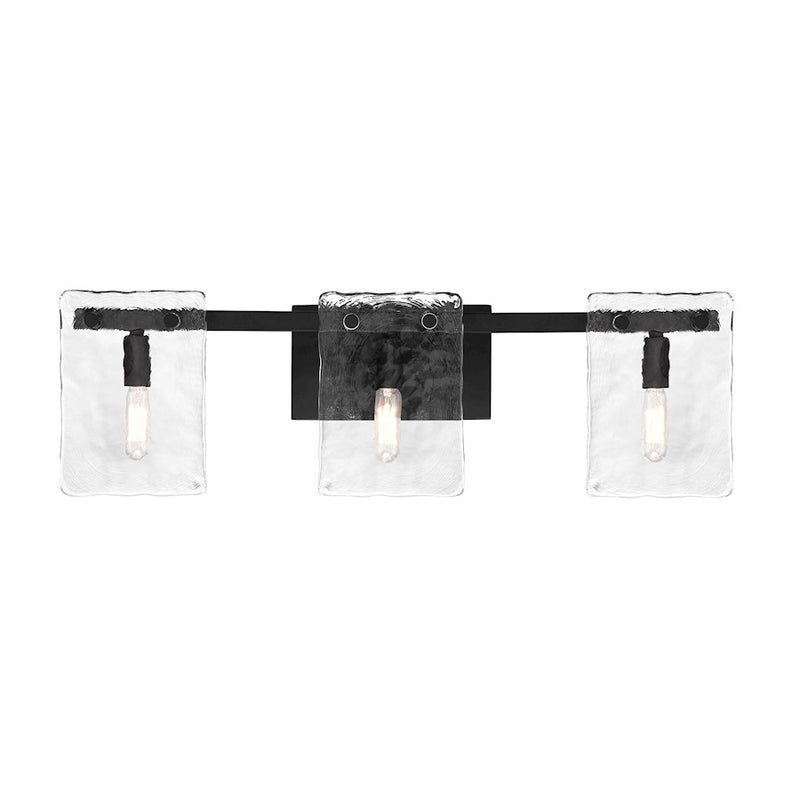 Savoy House Genry 3 Light Bath, Matte Black/Handmade Water - 8-8204-3-BK