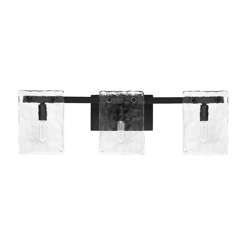 Savoy House Genry 3 Light Bath, Matte Black/Handmade Water