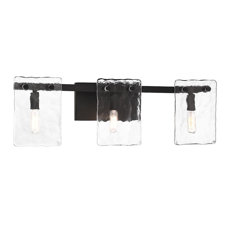 Savoy House Genry 3 Light Bath, Matte Black/Handmade Water