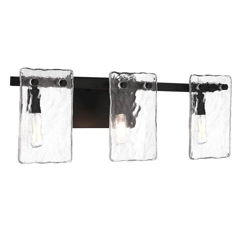 Savoy House Genry 3 Light Bath, Matte Black/Handmade Water