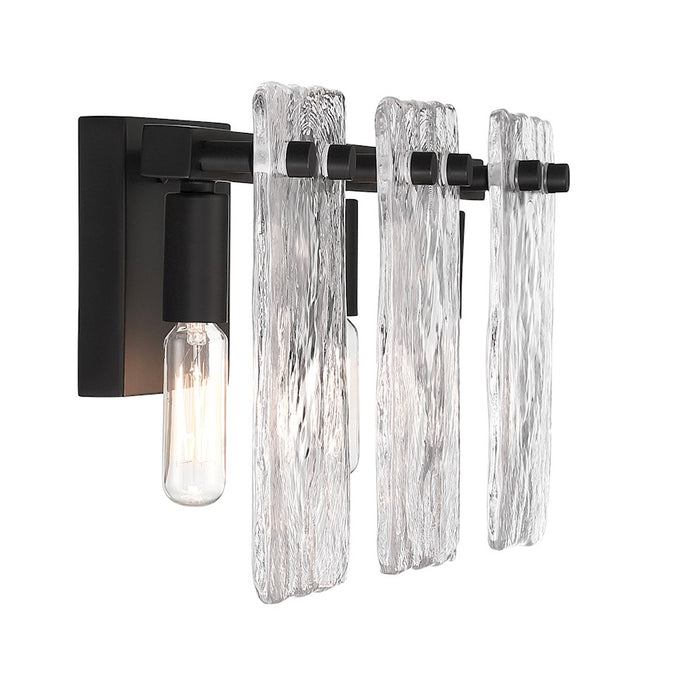 Savoy House Genry 3 Light Bath, Matte Black/Handmade Water