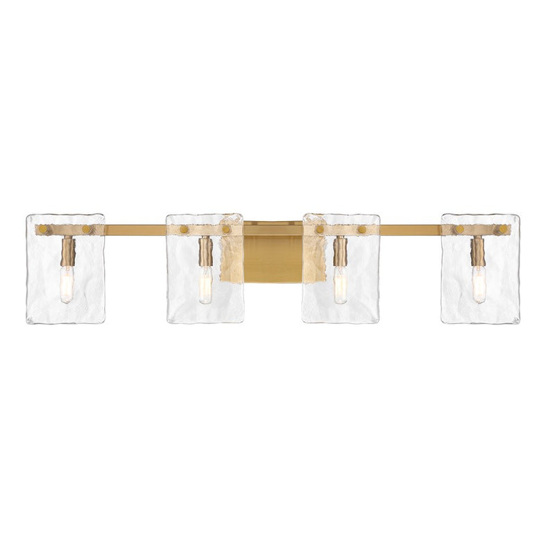 Savoy House Genry 4 Light Bath, Warm Brass/Handmade Water