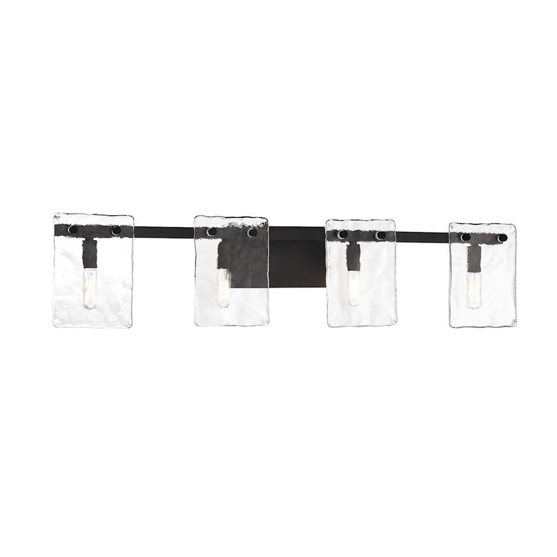 Savoy House Genry 4 Light Bath, Matte Black/Handmade Water