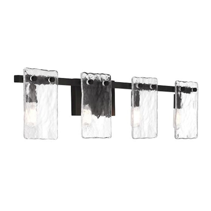 Savoy House Genry 4 Light Bath, Matte Black/Handmade Water