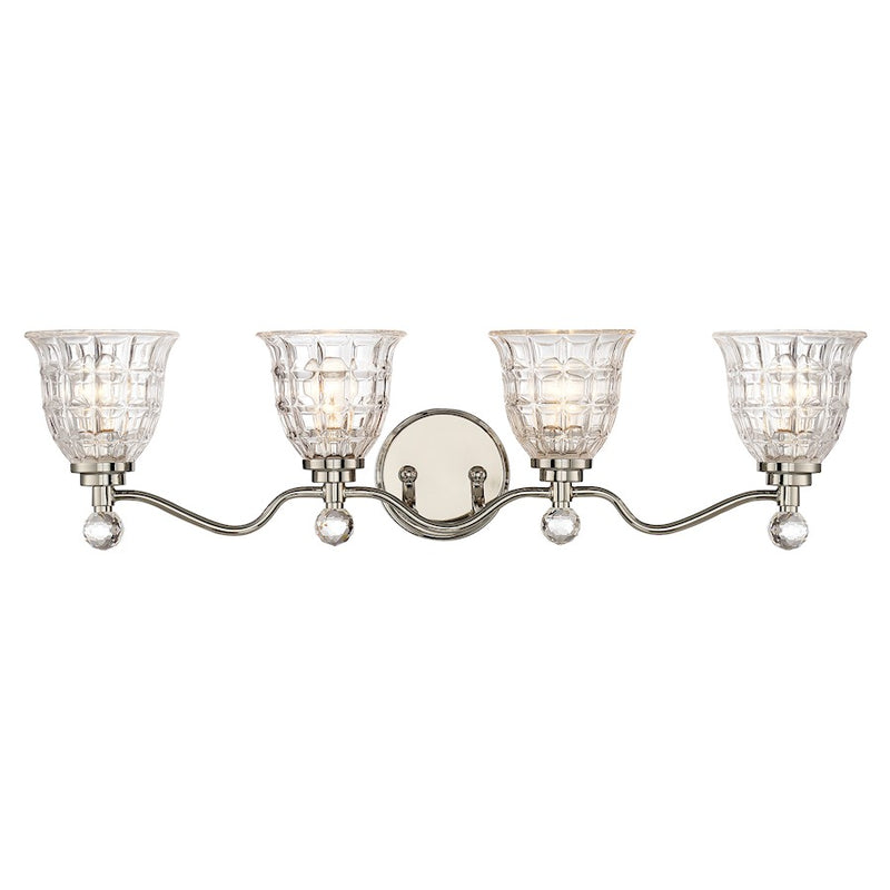 Savoy House Birone 4-Light Bathroom Vanity Light, Polished Nickel