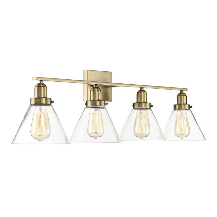 Savoy House Drake 4-Light Bathroom Vanity Light, Warm Brass