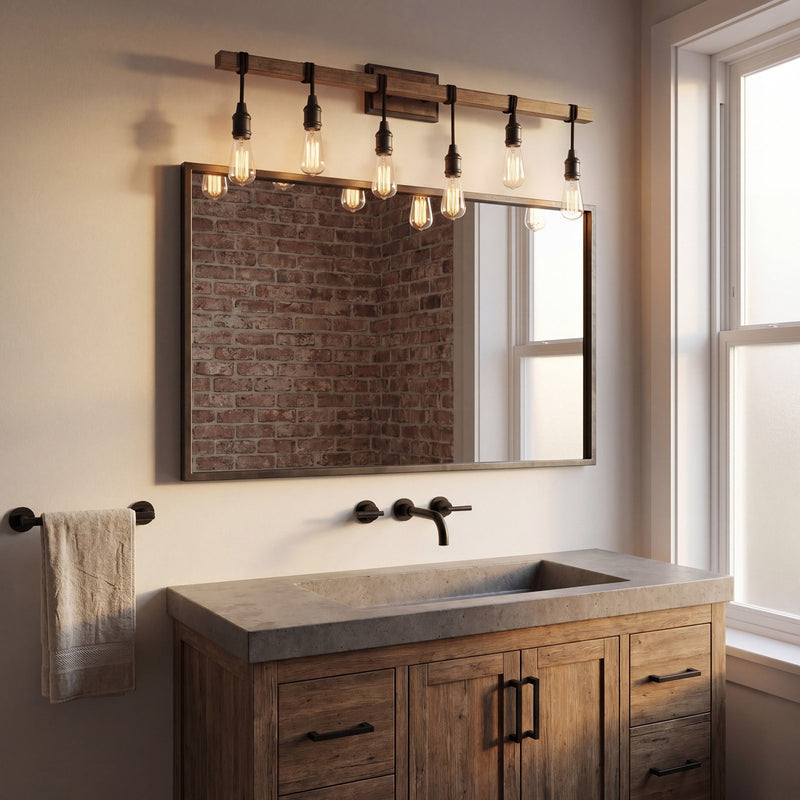 Savoy House Burgess 6-Light Bathroom Vanity Light, Durango