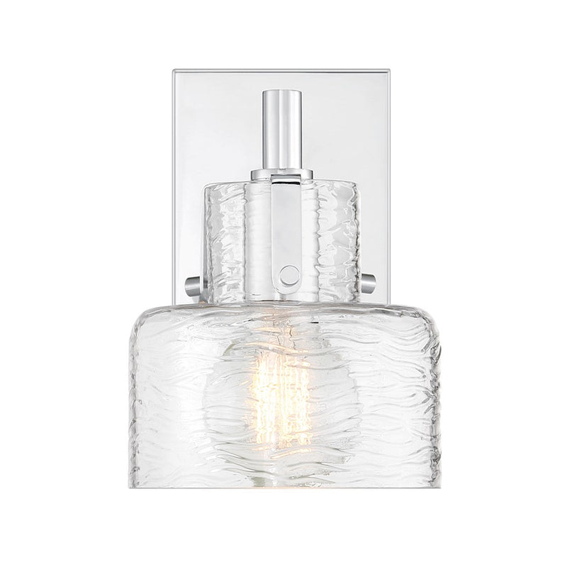 Savoy House Dover 1 Light Sconce, Chrome/Clear Crinkle