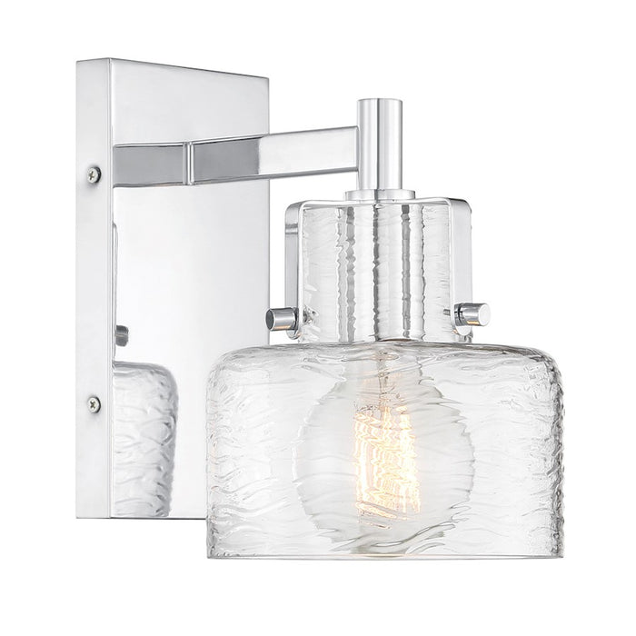 Savoy House Dover 1 Light Sconce, Chrome/Clear Crinkle