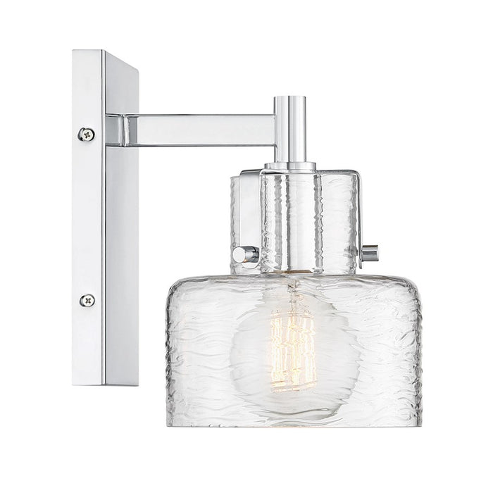 Savoy House Dover 1 Light Sconce, Chrome/Clear Crinkle