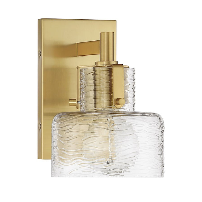 Savoy House Dover 1 Light Sconce, Warm Brass/Clear Crinkle