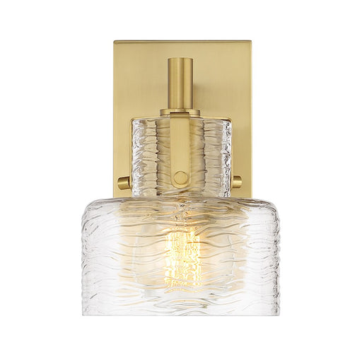 Savoy House Dover 1 Light Sconce, Warm Brass/Clear Crinkle