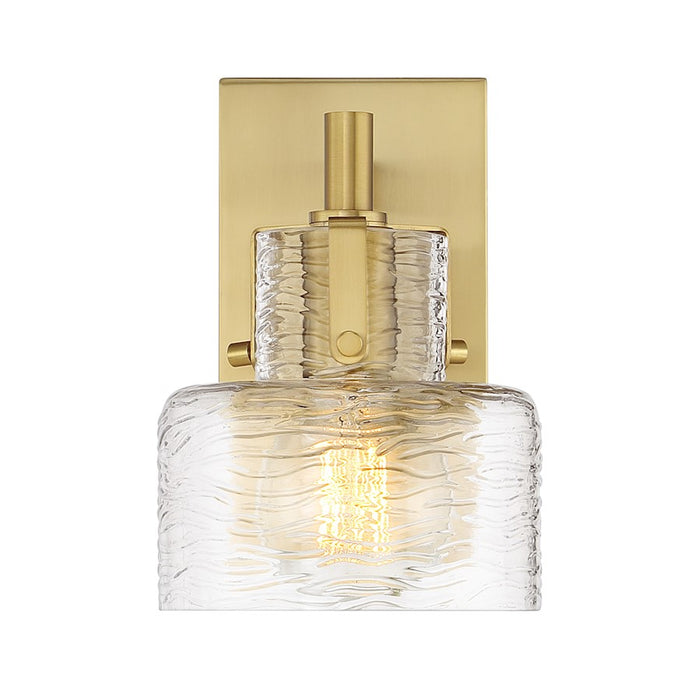 Savoy House Dover 1 Light Sconce, Warm Brass/Clear Crinkle