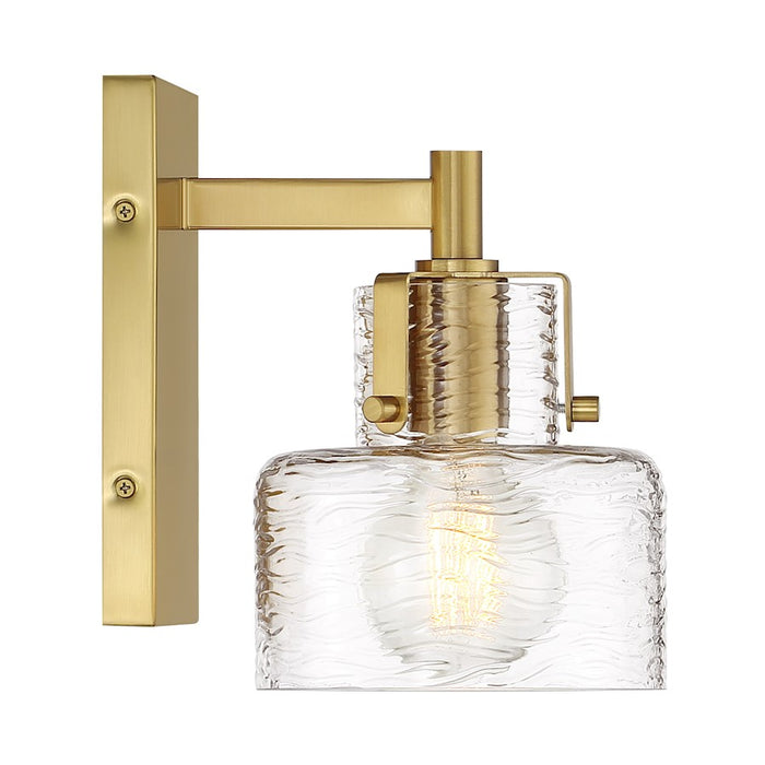 Savoy House Dover 1 Light Sconce, Warm Brass/Clear Crinkle