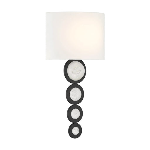 Savoy House Marseille 1 Light Sconce, Matte Black/White