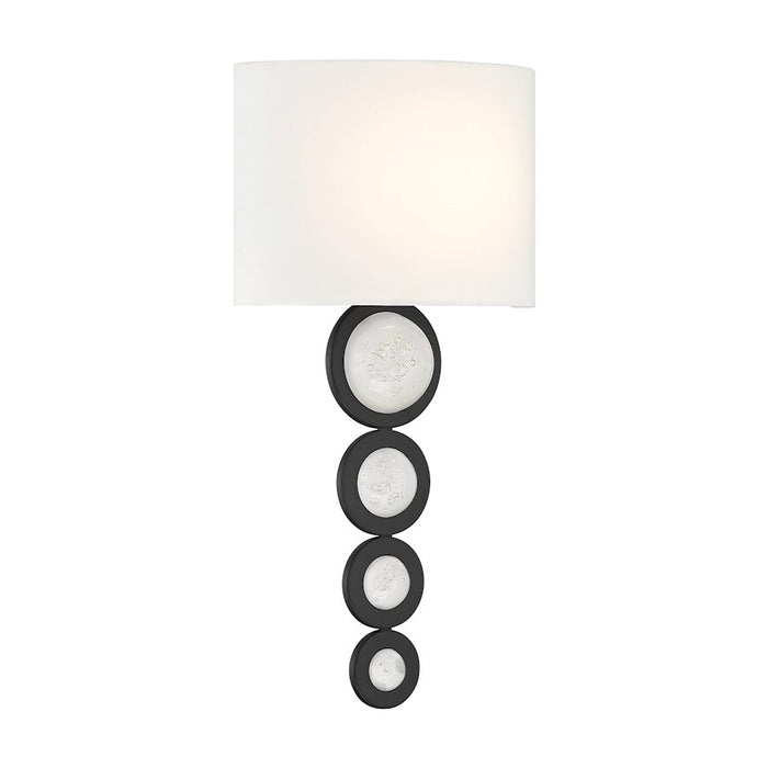 Savoy House Marseille 1 Light Sconce, Matte Black/White