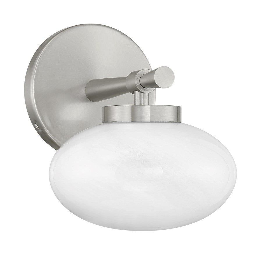 Savoy House Barrow 1 Light Sconce, Satin Nickel/Strie