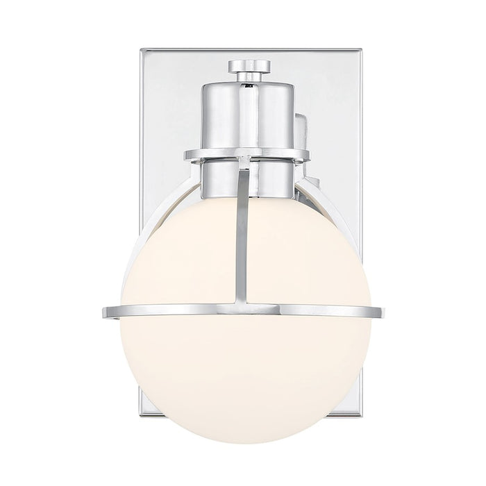 Savoy House Pierce 1 Light Sconce, Chrome/Opal