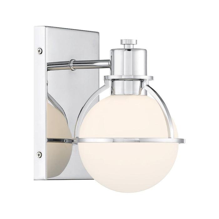 Savoy House Pierce 1 Light Sconce, Chrome/Opal