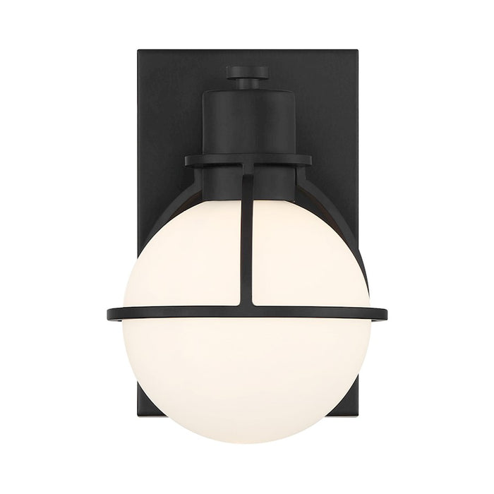 Savoy House Pierce 1 Light Sconce, Matte Black/Opal