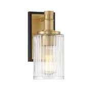 Savoy House Concord 1 Light Bath, Matte Black/Warm Brass/Ribbed - 9-1102-1-143