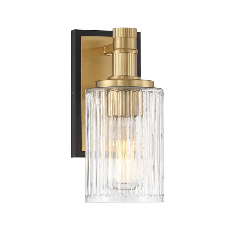 Savoy House Concord 1 Light Bath, Matte Black/Warm Brass/Ribbed