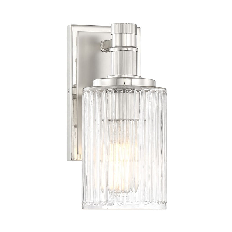 Savoy House Concord 1 Light Bath, Silver/Polished Nickel/Ribbed