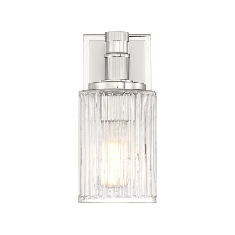 Savoy House Concord 1 Light Bath, Silver/Polished Nickel/Ribbed