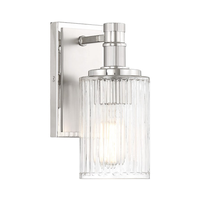 Savoy House Concord 1 Light Bath, Silver/Polished Nickel/Ribbed