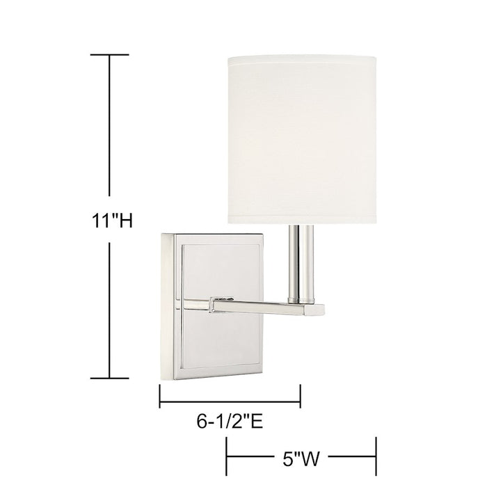 Savoy House Waverly 1-Light Wall Sconce, Polished Nickel