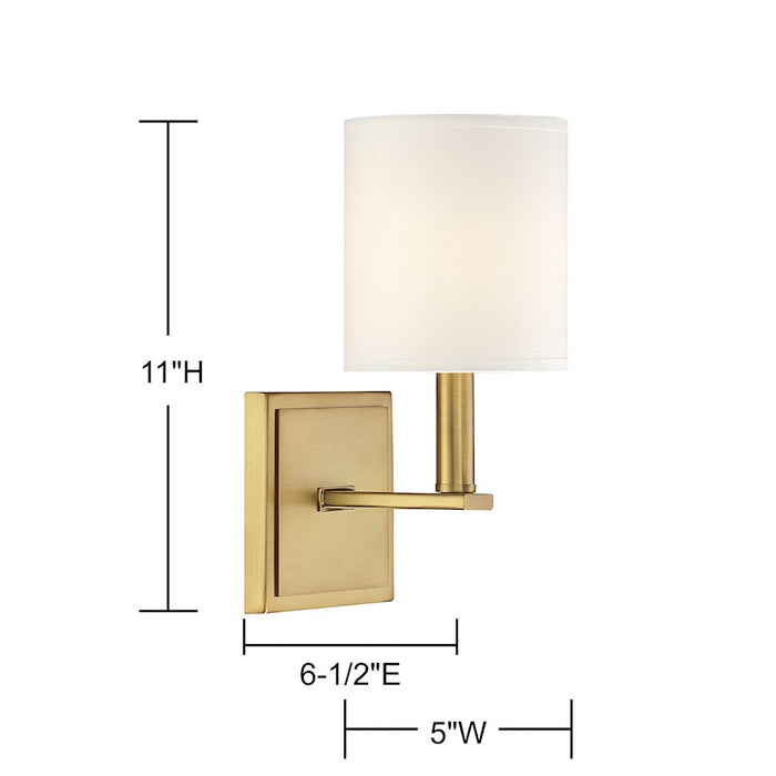 Savoy House Waverly 1-Light Wall Sconce, Warm Brass