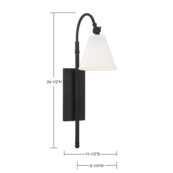 Savoy House Rutland 1-Light Adjustable Wall Sconce, Matte Black