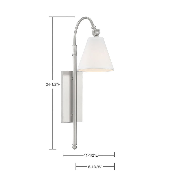 Savoy House Rutland 1-Light Adjustable Wall Sconce, Satin Nickel