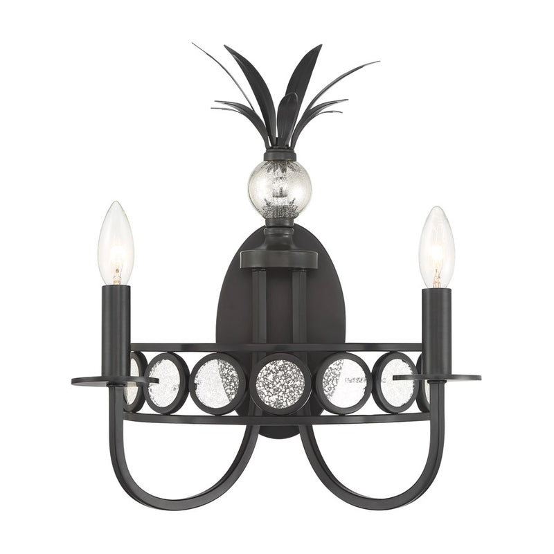 Savoy House Hearst 2 Lt Sconce, Blk, Black Tourmaline