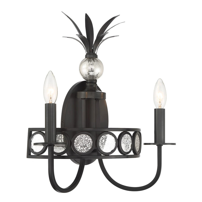 Savoy House Hearst 2 Lt Sconce, Blk, Black Tourmaline