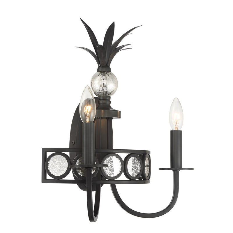 Savoy House Hearst 2 Lt Sconce, Blk, Black Tourmaline