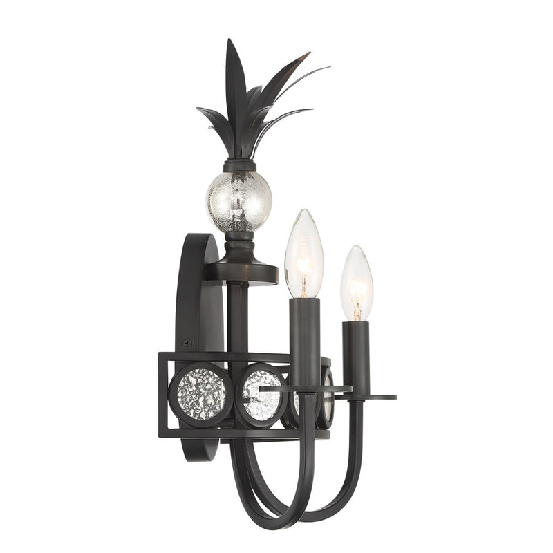 Savoy House Hearst 2 Lt Sconce, Blk, Black Tourmaline