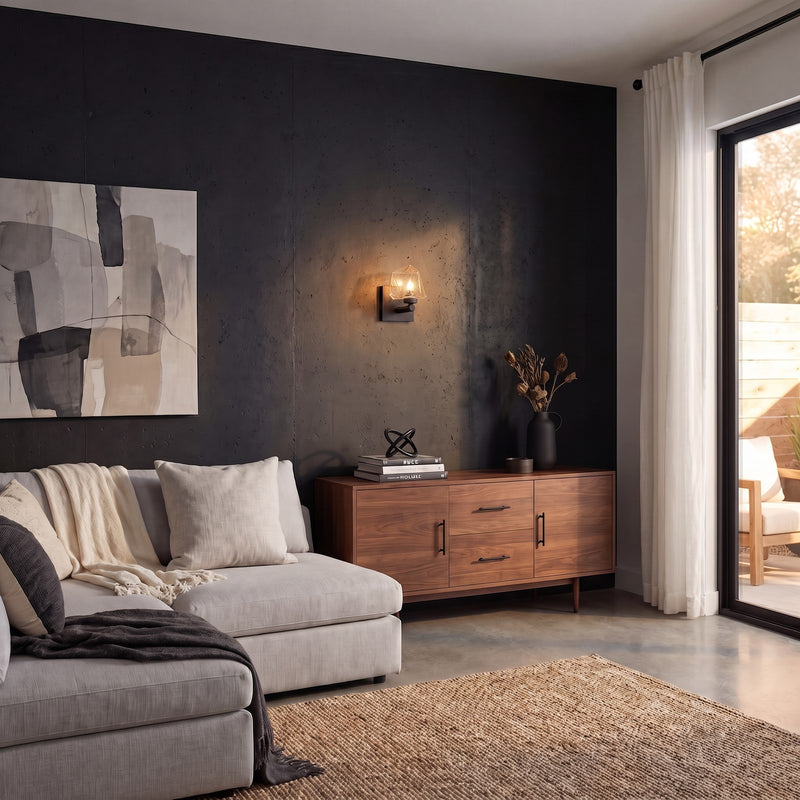 Savoy House Castello 1 Lt Sconce, Clear Seeded, Matte Black