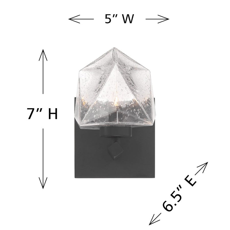 Savoy House Castello 1 Lt Sconce, Clear Seeded, Matte Black