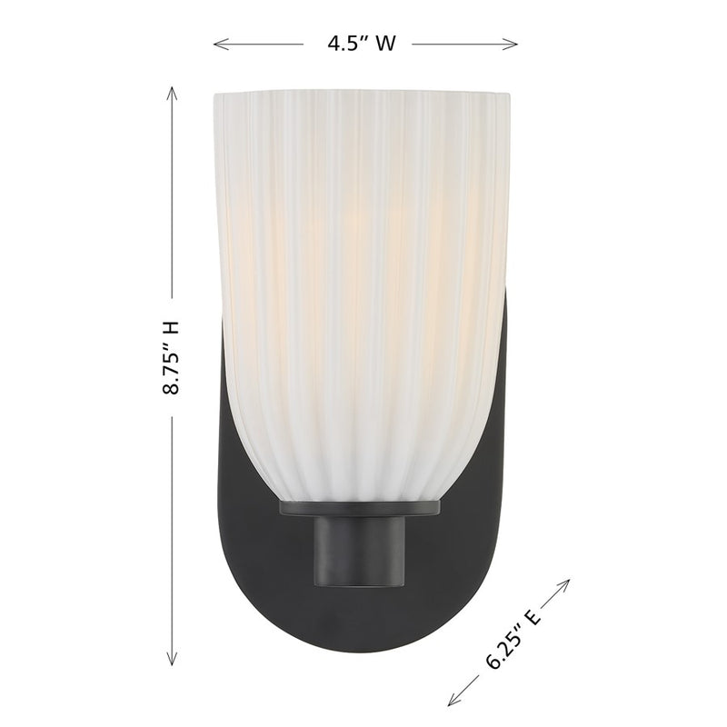 Savoy House Essentials Baldwin 1 Lt Sconce, Matte Black