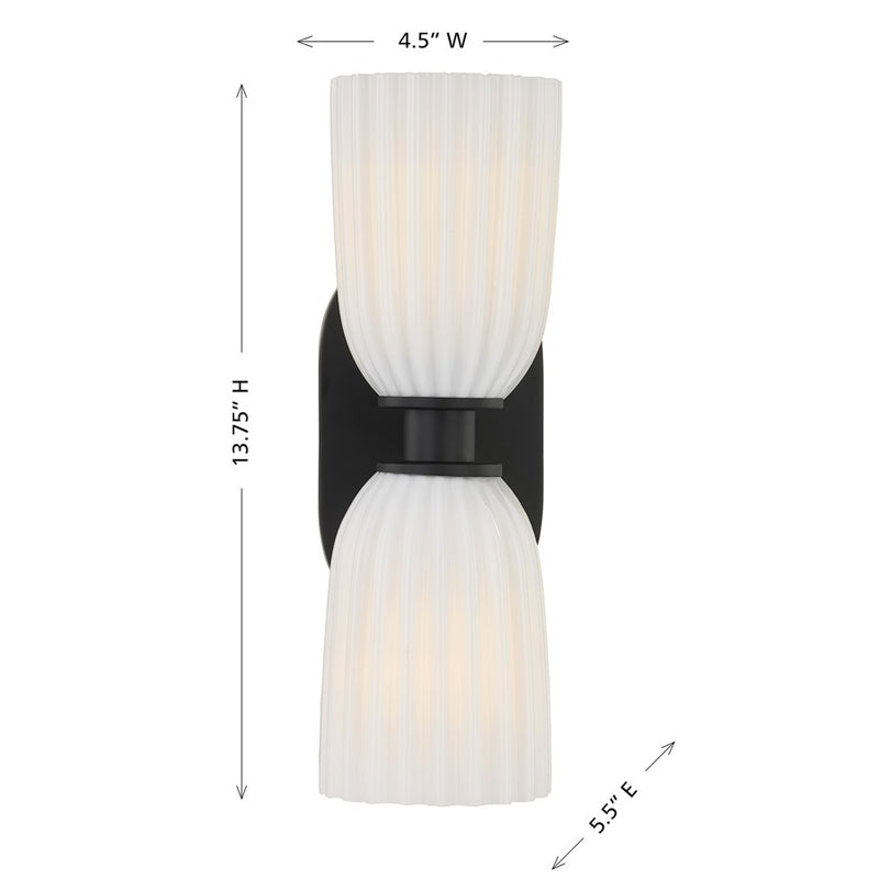 Savoy House Essentials Baldwin 2 Lt Sconce, Matte Black