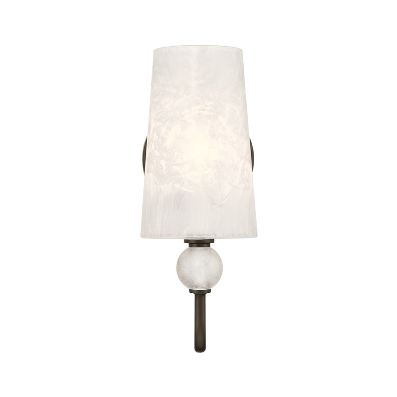 Savoy House Sheldon 5.13in 1-Light Wall Sconce | Transitional Mediterranean Bronze Metal and Clear Ice Glass | Bathroom & Hallway | Model 9-1351-1-15