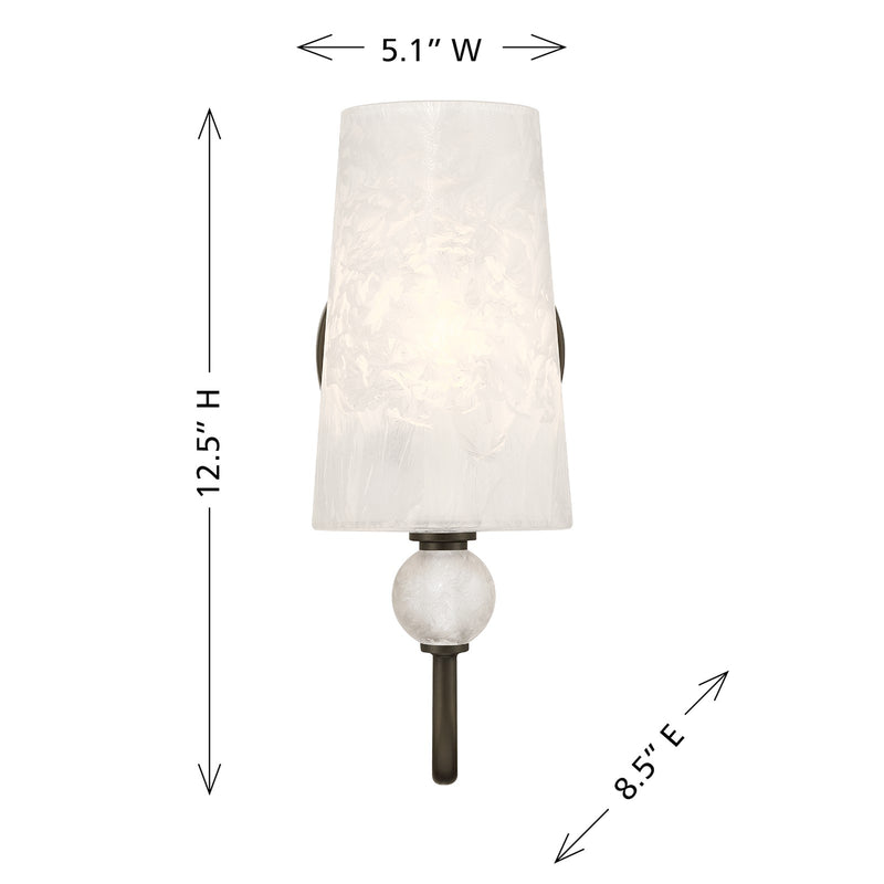 Savoy House Sheldon 5.13in 1-Light Wall Sconce | Transitional Mediterranean Bronze Metal and Clear Ice Glass | Bathroom & Hallway | Model 9-1351-1-15