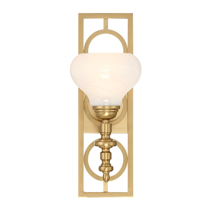 Savoy House Allston 1 Lt Sconce, White Strie, Warm Brass