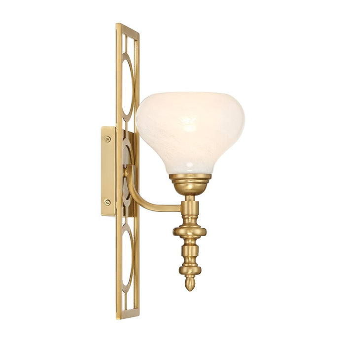Savoy House Allston 1 Lt Sconce, White Strie, Warm Brass