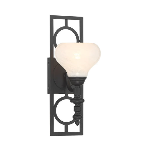 Savoy House Allston 1 Lt Sconce, White Strie, Matte Black - 9-1607-1-89
