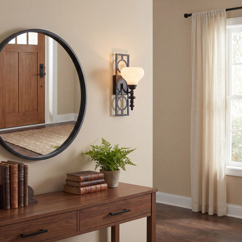 Savoy House Allston 1 Lt Sconce, White Strie, Matte Black